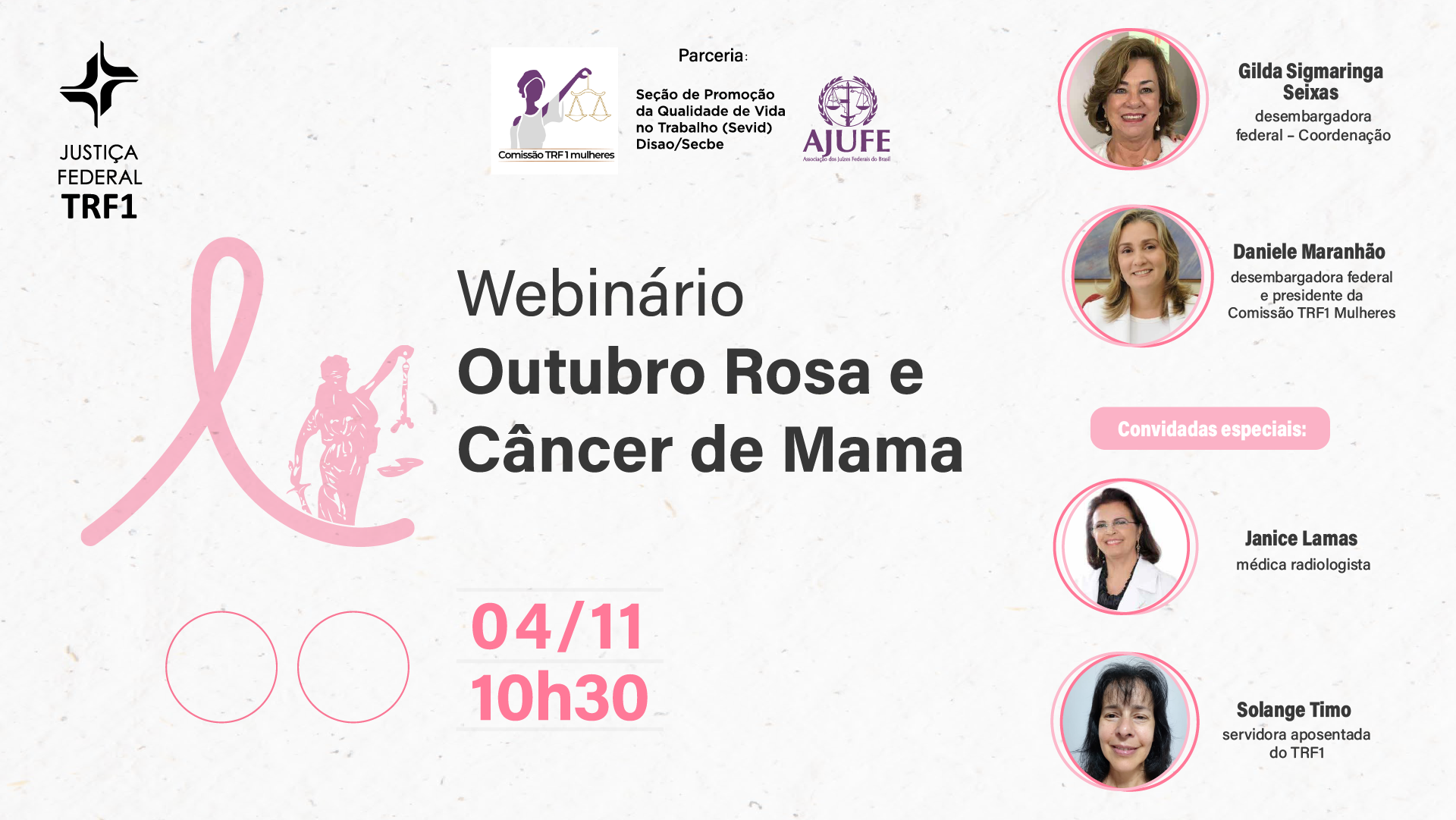 INSTITUCIONAL: Acompanhe hoje o webinário sobre câncer de mama